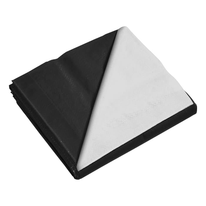 Black and white folded napkin.