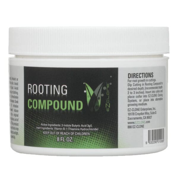 Rooting compound container for plant cuttings.