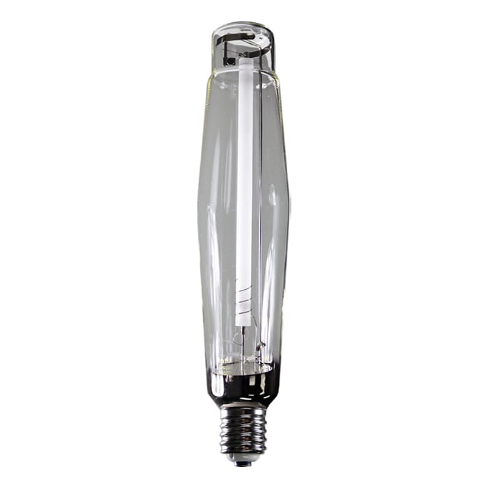 Clear light bulb with an elongated shape.