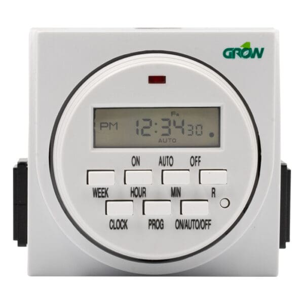 Digital timer with display and control buttons.