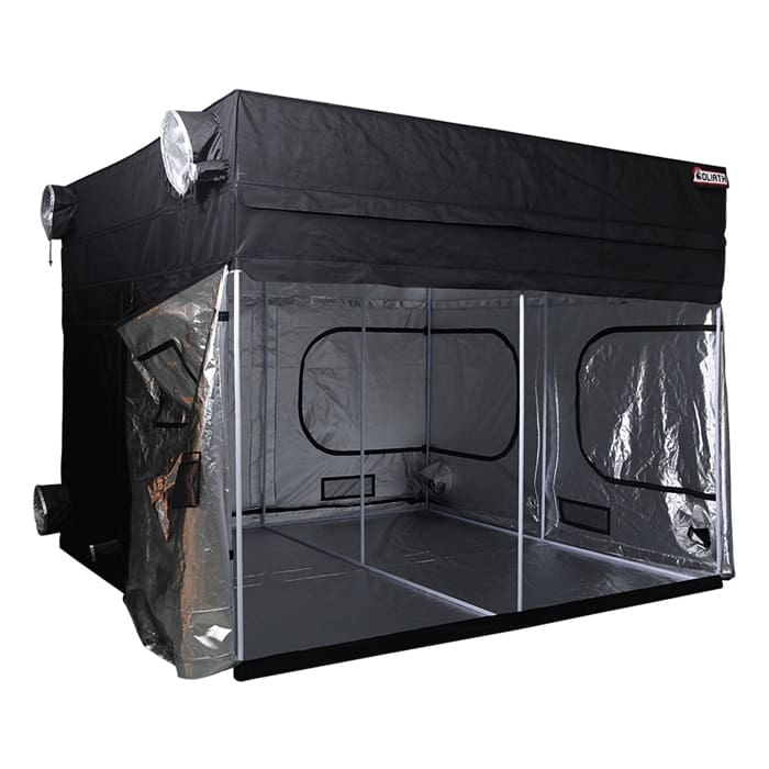 Indoor grow tent with reflective interior.