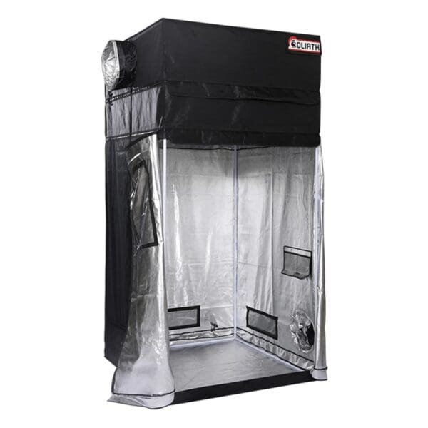 Grow tent for indoor gardening setup.