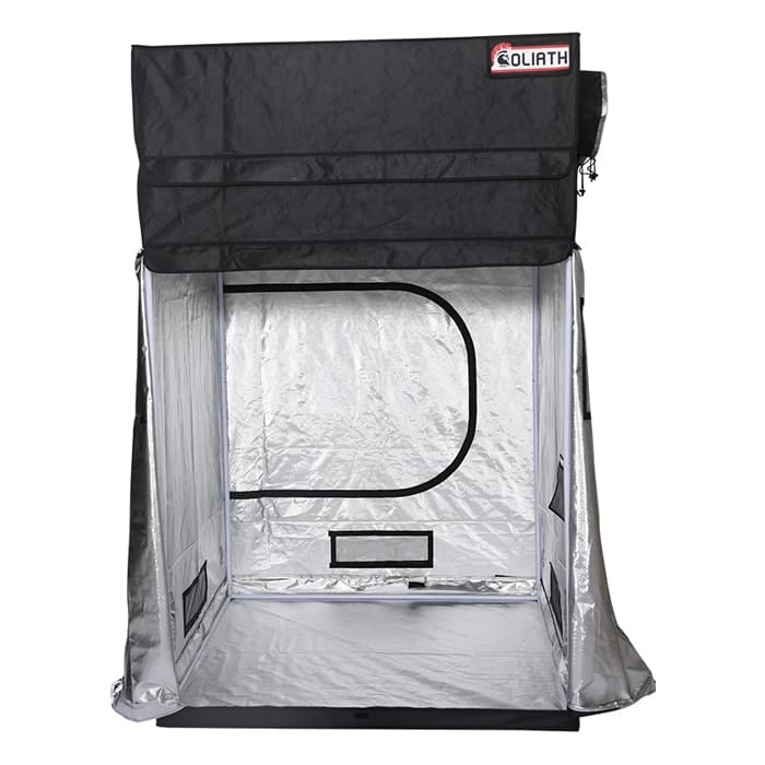 Indoor grow tent with reflective interior.