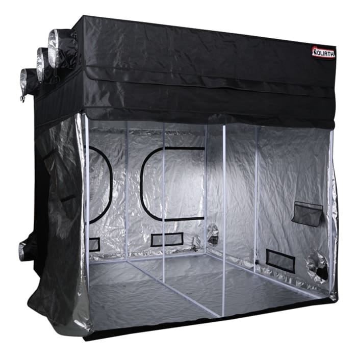 Indoor grow tent with reflective interior.