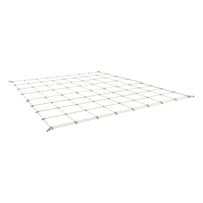 Metal grid frame with square connections.