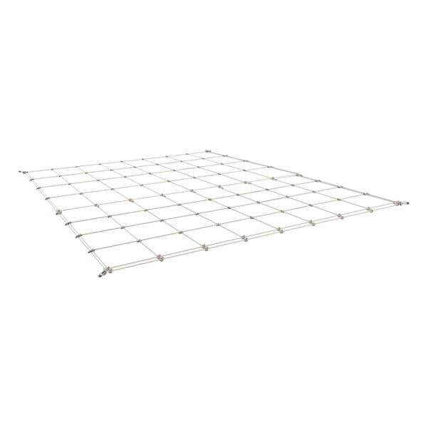 Metal grid structure with square patterns.