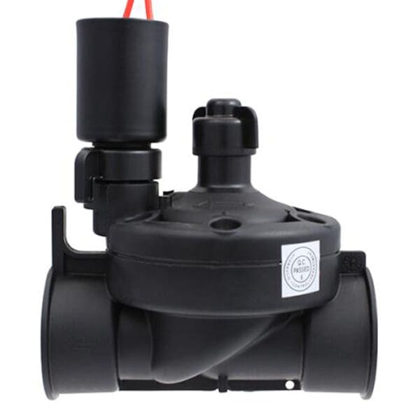 Black water control valve with electronic actuator.