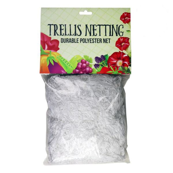 Trellis netting in durable polyester packaging.