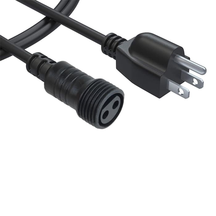 Power cable with plug and connector end.