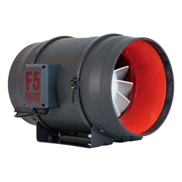 F5 fan with red and gray design.