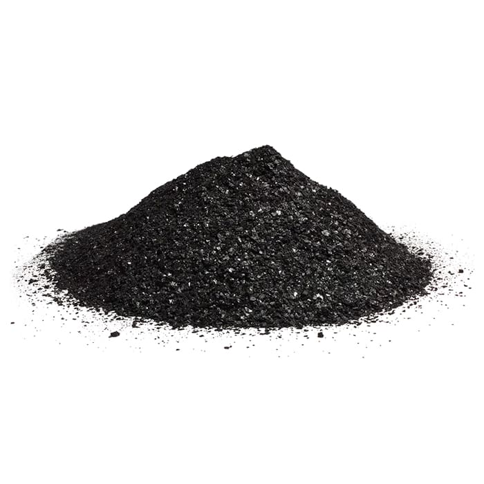 Black powdery substance in a conical shape.