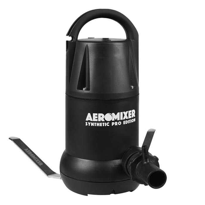 Black electric mixer with handle and spout.