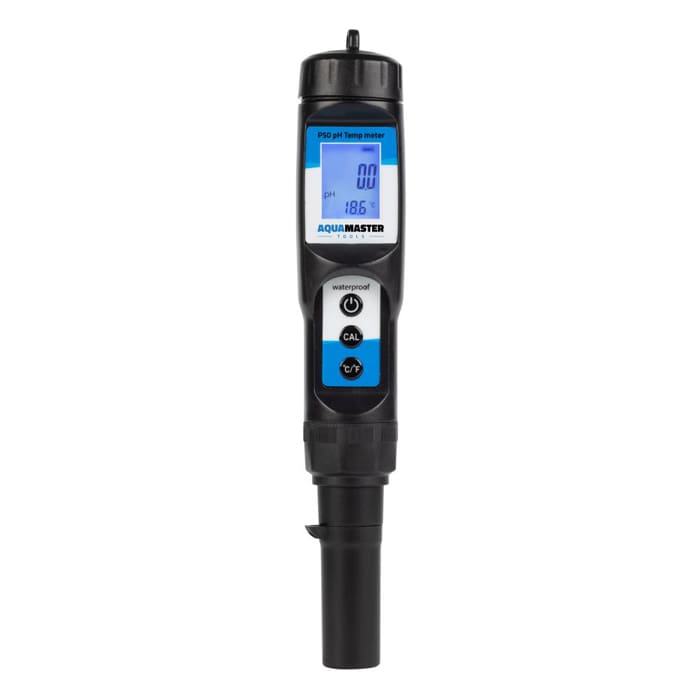 Digital pH and temperature meter tool.