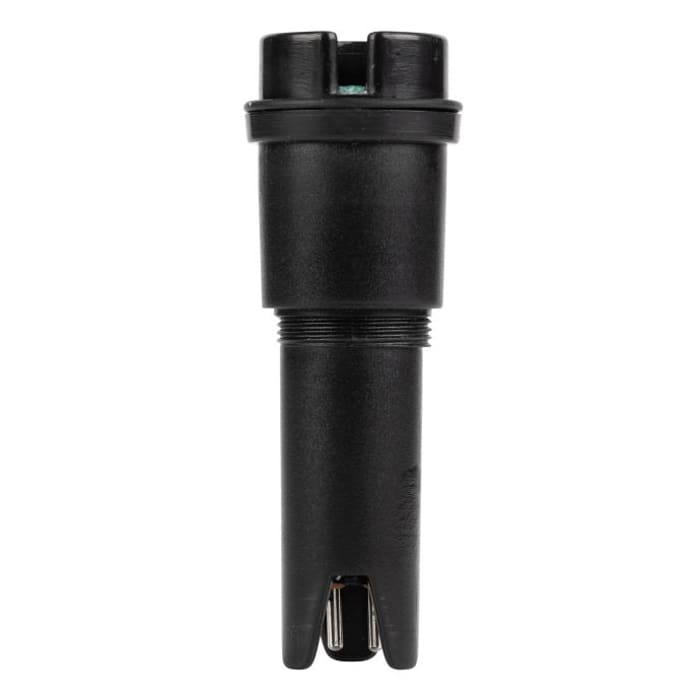 Black cylindrical electrical connector part.