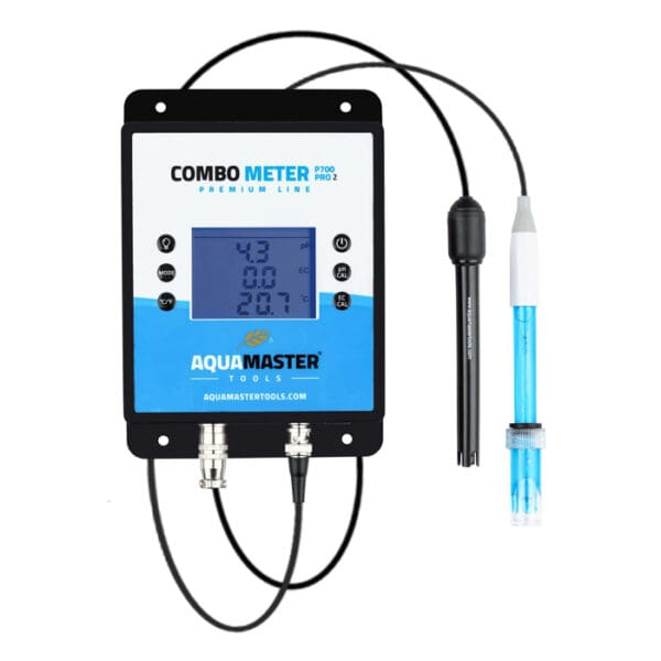 Digital water quality meter with probes.