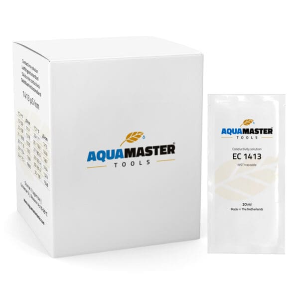 AquaMaster conductivity solution packaging and sachet.