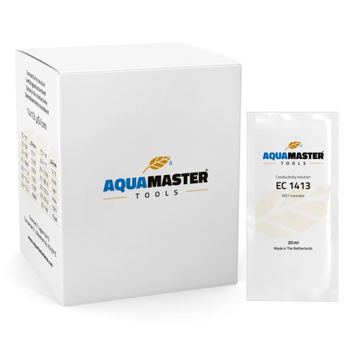 AquaMaster conductivity solution packaging and sachet.