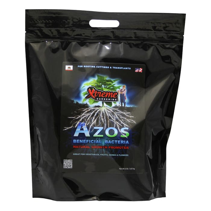 Xtreme Gardening Azos natural growth promoter packaging.