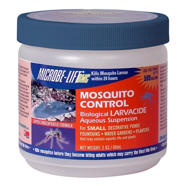 Mosquito larvicide product container for ponds.