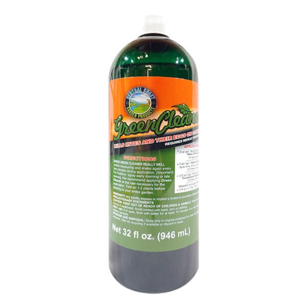 Bottle of GreenCleaner pest control product.