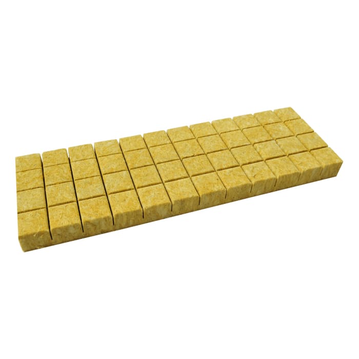 Rectangular arrangement of yellow sugar cubes.