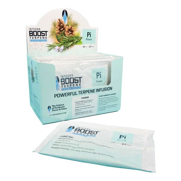 Terpene infusion product packaging with Pinene.