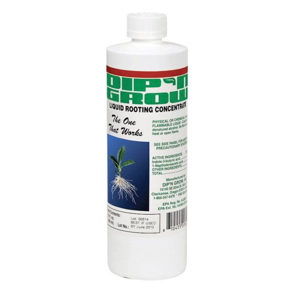 Liquid rooting concentrate bottle for plants.