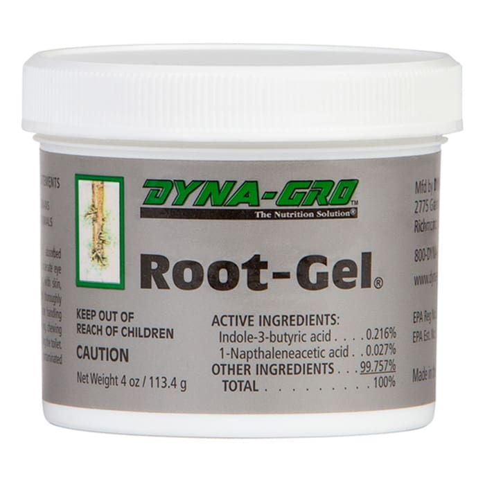 Dyna-Gro Root Gel container with ingredients.