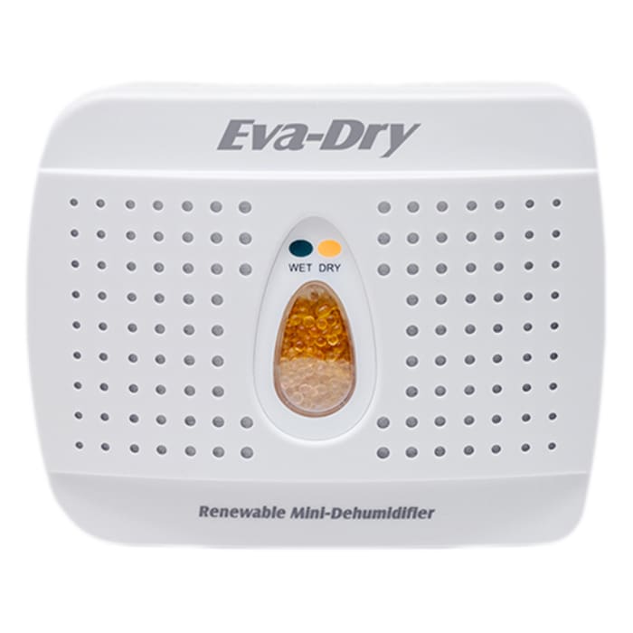 White renewable mini dehumidifier with indicator lights.