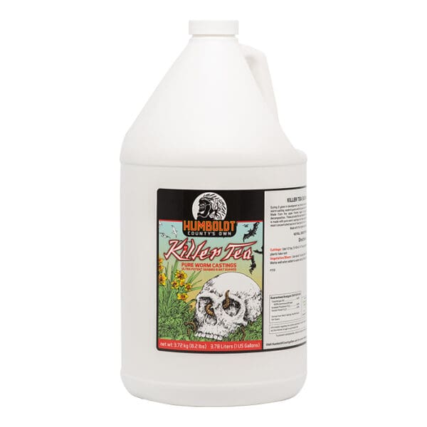 Worm castings liquid fertilizer bottle.