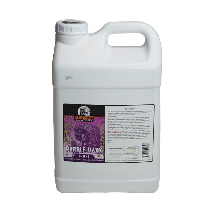 Humboldt Purple Maxx liquid plant nutrient container.