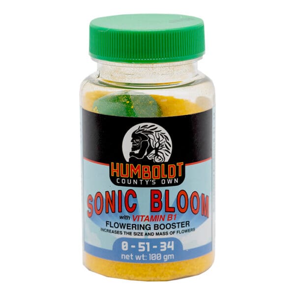 Humboldt County's Own Sonic Bloom fertilizer bottle.