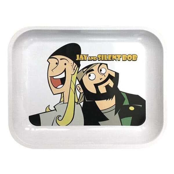 Jay and Silent Bob cartoon characters on tray.