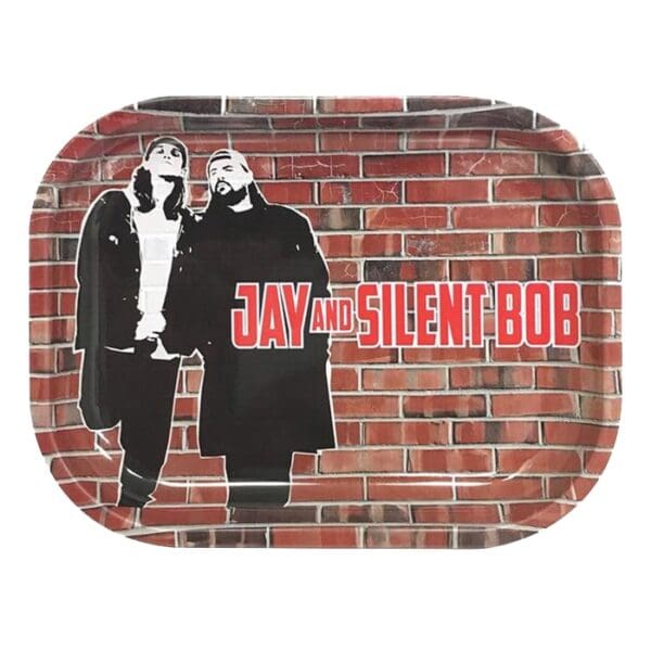 "Jay and Silent Bob on a brick background."