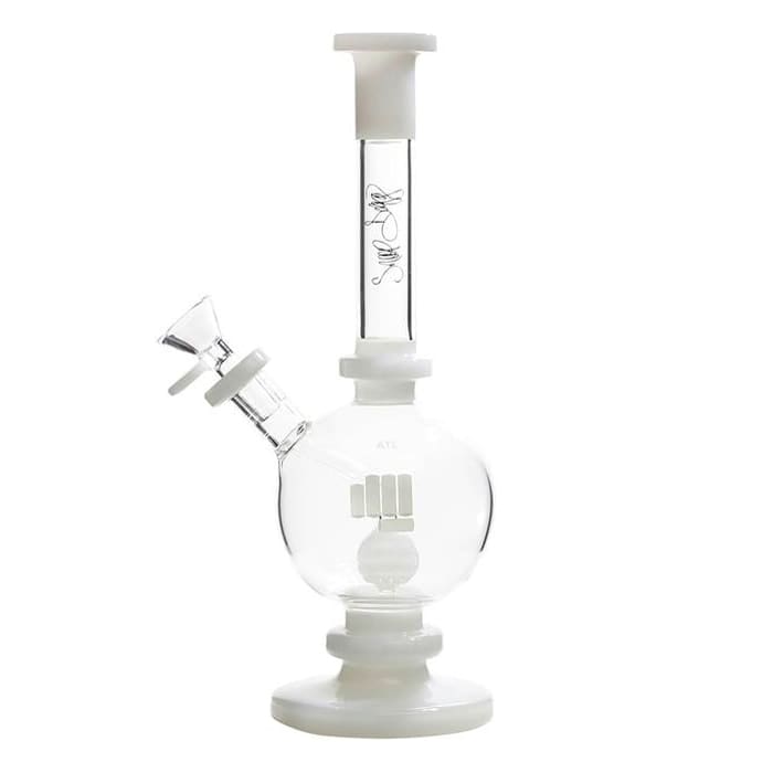 White glass bong with honeycomb perc.