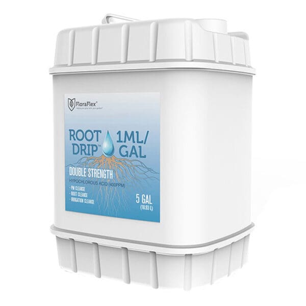 5-gallon container of root cleaning solution.