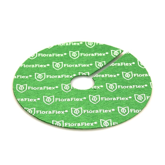 Green circular disc with FloraFlex branding.