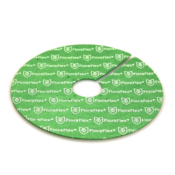 FloraFlex green planting disc with logo.