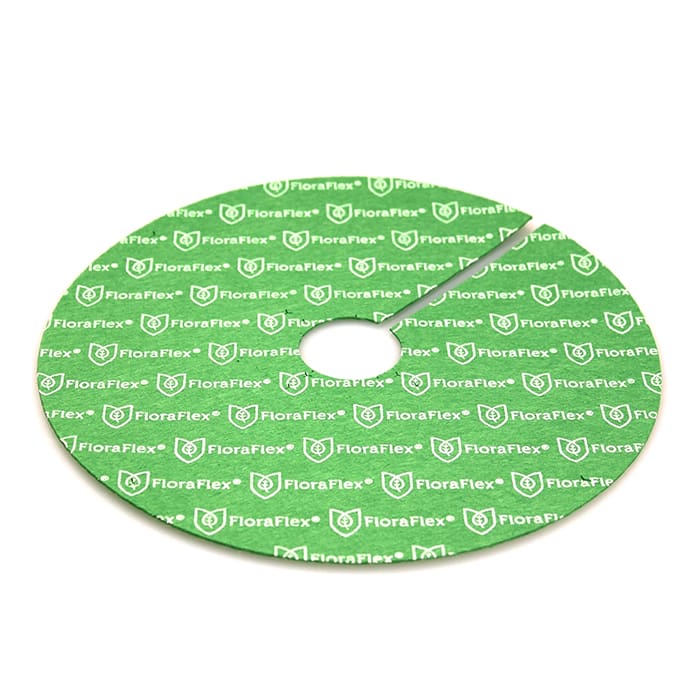 Green circular disc with FloraFlex branding.