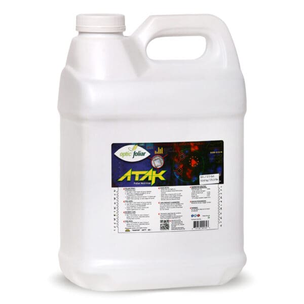 Optic Foliar ATAK liquid fertilizer jug.