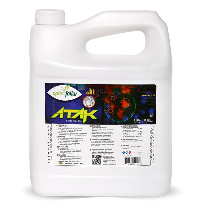 White jug of Optic Foliar ATAK fertilizer.