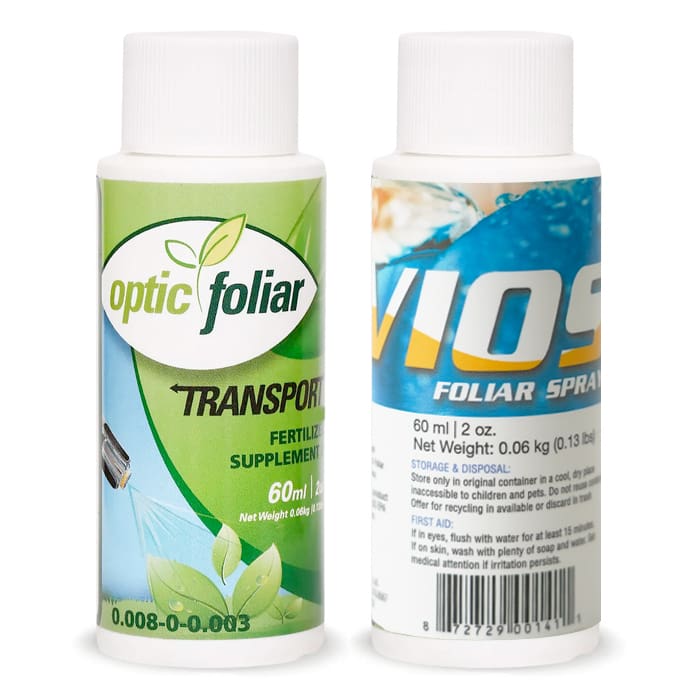 Two bottles of foliar spray fertilizer.