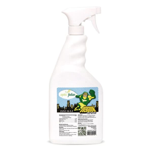 White spray bottle with superhero label design.