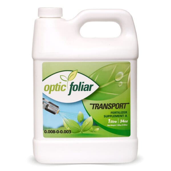 Optic Foliar Transport fertilizer container.