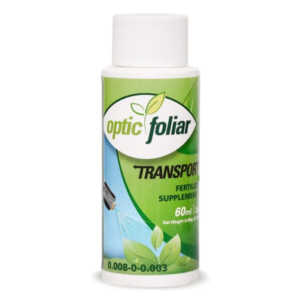 Optic Foliar Transport fertilizer supplement bottle.