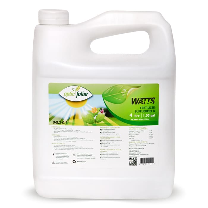 Optic Foliar fertilizer supplement in container.