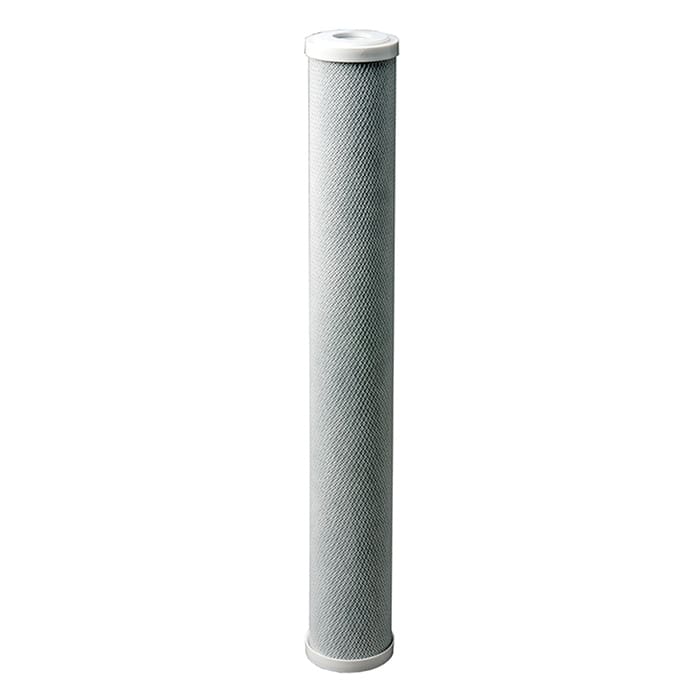 Activated carbon filter cartridge for water purification.