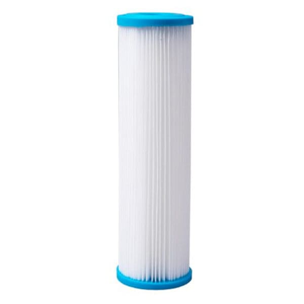 Replacement water filter cartridge with blue cap.