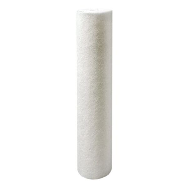 White cylindrical filter roll on a white background.