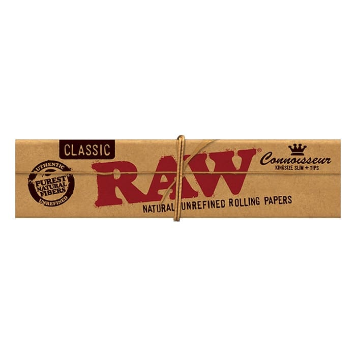 RAW natural unrefined rolling papers packaging.